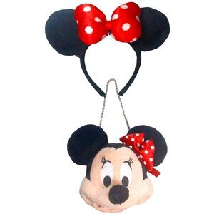 Disney Minnie Mouse Ears Red White Puffy Polka Dot Satin Bow Headband & …